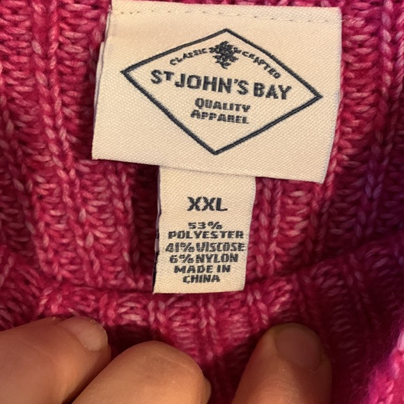 St. John's Bay festival fuchsia mock neck sweater size xxl - Picture 6 of 11